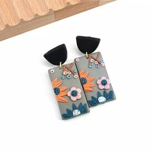 Flowers clay earrings
